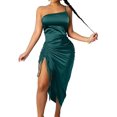 thumbnail image 1 of GHSDFBB Robe Satinée Sans Manches à Bretelles Spaghetti pour Femmes Cocktail Plage Soirée Col Bénitier à Pois Léopard Midi, 1 of 4