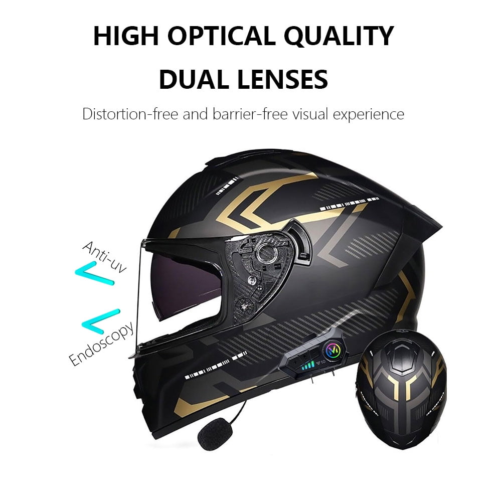 Bluetooth Motorcycle Helmet, Motorbike Helmets Mens Women Motorcycle Helmets Anti-fog Dual Visors Modular Full Face Flip up Front Motorbike Helmets, ECE DOT Approved Modular Helmet