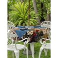 thumbnail image 4 of Outdoor Tablecloth with Umbrella Hole Zipper Wildflowers Oil Painted Round Tablecloth 54" Waterproof Outside Table Cloth Sky Blue Ocean Landscape Patio Table Cover Tablecloths for Picnic Party, 4 of 8