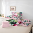 thumbnail image 6 of jejeloiu Soft Flamingo Flowers 7-Piece Twin Bedding Sets Kids,Tropical Botanical Leaves Bedding Comforter Set For Girls,Reversible, 6 of 7