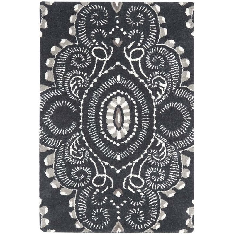 Dark Grey Ivory Safavieh Wyndham Collection WYD372C Handmade Modern Premium Wool Runner 2'3 x 11' 