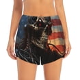 thumbnail image 2 of Balery Cyberpunk Skull American Flag Pantalones cortos deportivos para mujer con forro y dos bolsillos, elásticos, para entrenamiento, gimnasio, yoga-XX-Large, 2 of 7