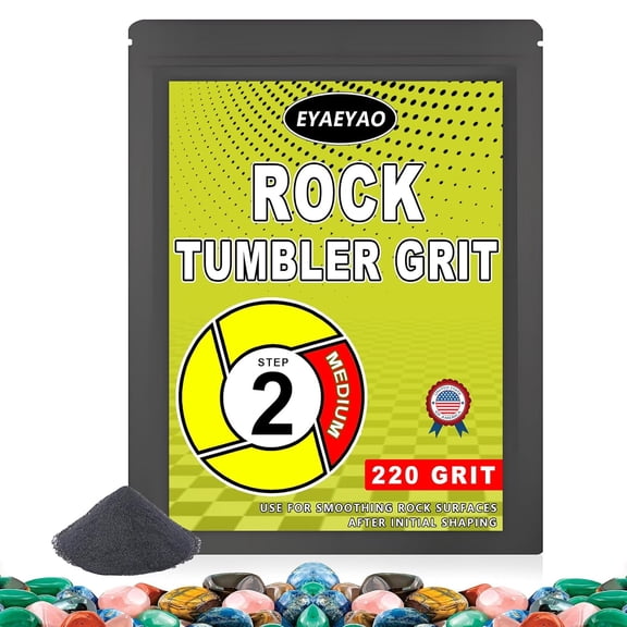 Rock Tumbler Grit - Step 2 Silicon Medium 220 Grit Carbide Polish Media for Stone Polishing, Coarse Grind, Works with Any Rock & Stone Polisher (Step 2, 8 Ounces)