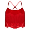thumbnail image 6 of iiniim 2pcs Women Latin Dance Outfits Sets Tassel Camisole Tops Fringe Pants Modern Salsa Ballroom Costume Red XL, 6 of 7