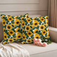 thumbnail image 2 of Sunflowers Pillow Covers 2 Pack Country Watercolor Yellow Sunflower Floral Leaf Plant Pillowcase Waterproof Outdoor Throw Pillow Cover for Patio Garden Square Cushion 24”x24”, 2 of 9