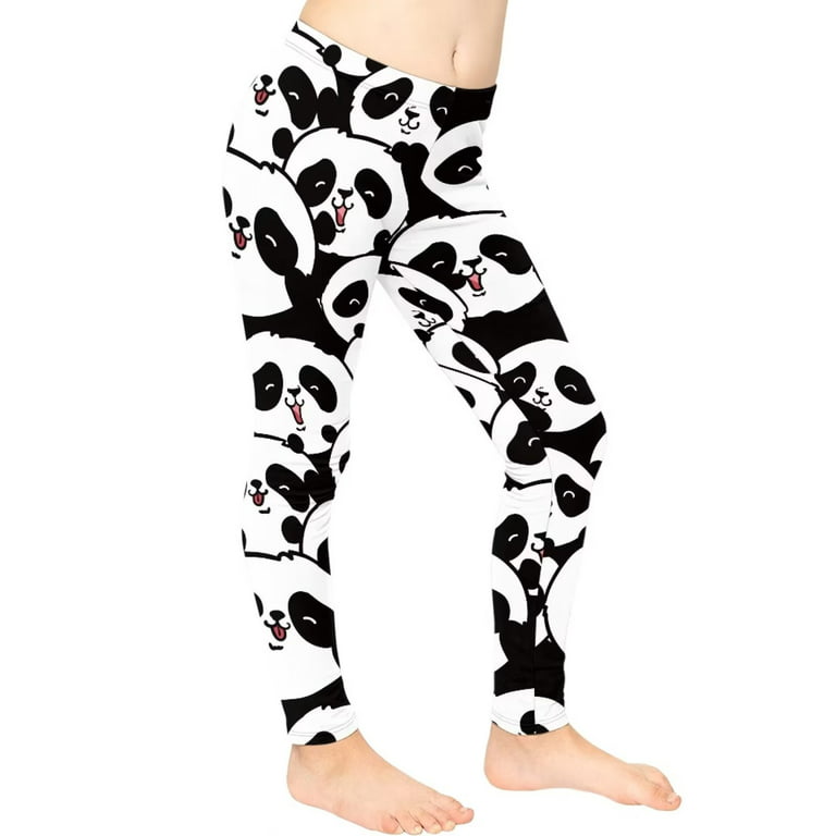 FKELYI Cartoon Panda Girls Leggings Quick Drying Daily Life Yoga Pants for  Children Kids Lightweight Playing Cute Tights Size 4-5 Years 