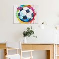 thumbnail image 5 of Fenyluxe Abstract Art Soccer Ball Canvas Prints - Modern Wall Decor for Bedroom, Kitchen, Bathroom - Ready To Hang Artwork for Home and Office 16x12in, 5 of 6