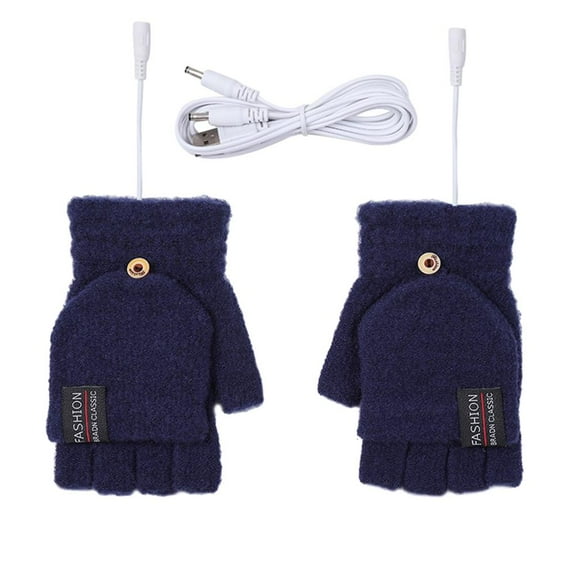 WE-POLUJ Soft Girls Gloves Warm Mittens Flip Half & Full Finger USB Electric Heated Convertible Mitten for Winter Supplies