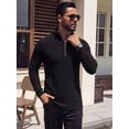 thumbnail image 6 of JWD Men Zip Mock Neck Ribbed Long Sleeve Shirts Stretch Fitted Knit Pullover Black S, 6 of 7