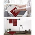 thumbnail image 5 of Black Red Plaid Kitchen Dish Towels for Drying Dishes Set of 3, Vintage Rustic Buffalo Checked Gingham Waffle Weave Microfiber Hand Tea Bathroom Towels Quick Dry & Absorbent Towel 15.7x23.6, 5 of 7