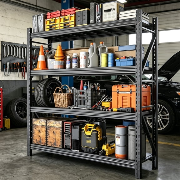 31.5"W Heavy Duty Storage Shelves, 2500LBS Metal Garage Shelving Units, 4 Tier Adjustable Large Industrial Shelves for Warehouse Workshop Basement (31.5"W x 13.8"D x 73.2"H)