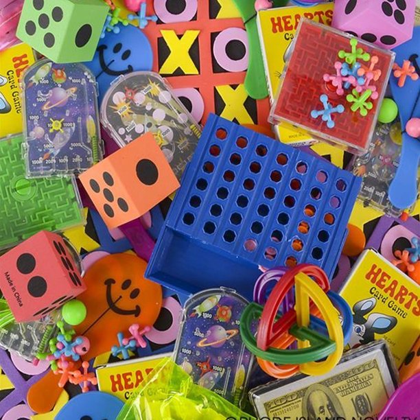 Fun & Games Assortment 100 Pieces Cool and Fun Assorted Educational Mini Games for Kids