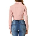 thumbnail image 4 of INSPIRE CHIC Women's Jean Jacket Frayed Button Up Washed Cropped Denim Jacket Pink XL, 4 of 6