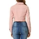 thumbnail image 3 of Chaqueta de mezclilla recortada de mujer con botones y dobladillo deshilachado INSPIRE CHIC, primavera verano, color rosa, talla L, 3 of 6