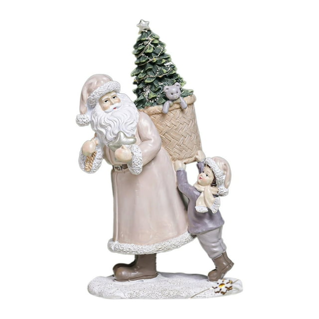 Decoraciones de Papá Noel Estatuilla de Papá Noel Decoración navideña de resina Figura coleccionable para chimenea Interior Exterior Granja