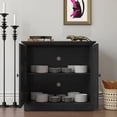 thumbnail image 3 of CQSXDA 3D Wood Grain Storage Sideboard Cabinet With 2 Acrylic Mirrored Doors And Adjustable Shelf For Living Room, Black, 3 of 17