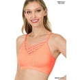 thumbnail image 2 of Zenana Women's & Plus Front V-Lattice Bralette Sports Bra with Adjustable Straps and Removable Bra Pads, 2 of 3