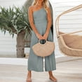 thumbnail image 2 of Aayomet Women Summer Straps One Shoulder Dressy Casual Wide Leg High Waist Jumpsuit Romper With Pockets,Gray M, 2 of 5