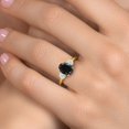 thumbnail image 4 of Gem Stone King 18K Yellow Gold Plated Silver Black Sapphire and Simulated White Opal Engagement Ring for Women | 3.00 Cttw | Oval 9X7MM | Gemstone September Birthstone | Size 7, 4 of 6