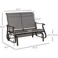 thumbnail image 3 of 2-Person Outdoor Glider Bench, Patio Glider Loveseat Chair with Steel Frame & High Backrest, Cozy 2 Seats Porch Rocking Glider for Balcony Backyard Lawn Garden Poolside, Grey, 3 of 15