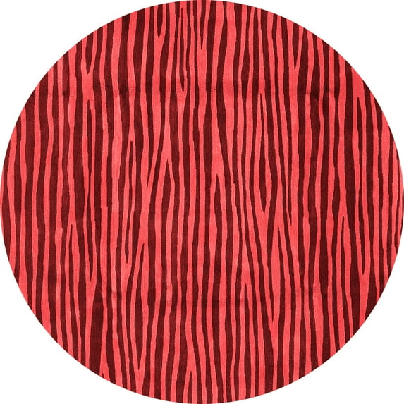 Ahgly Company Machine Washable Indoor Round Abstract Red Modern Area Rugs, 4' Round