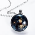 thumbnail image 2 of Snowman Women's Round Glass Pendant Necklace, 2 of 5
