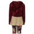 thumbnail image 3 of Little Girls 4 Pieces Girls Pant Set Hoodie Jacket Tank Top Leg Pant Clothing Set Burgundy 4 (J22KS19), 3 of 5