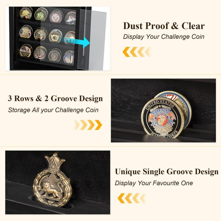 Sfugno Challenge Coin Display Wooden Double-Sided Rotatable Case
