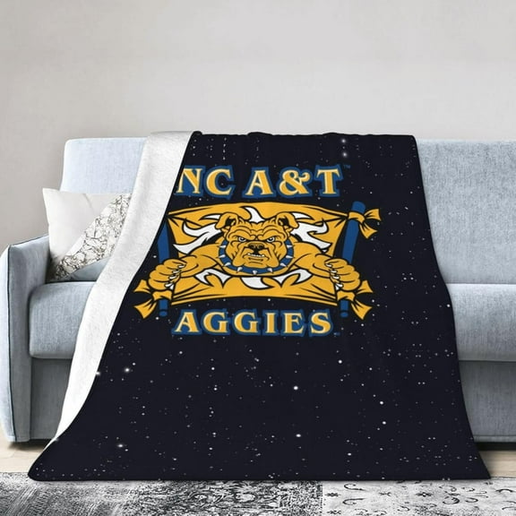 North Carolina A&T Aggies Logo Fleece Blanket, Very Soft Microfiber Flannel Blanket for Couch Warm and Cozy for All Seasons