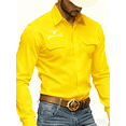 thumbnail image 2 of Men's Denim-Look Casual Long Sleeve Shirt Button Down with Chest Pockets and Bull Skull Art Print Lightweight Versatile Cotton Blend for Outdoor Casual and Streetwear Year-Round, 2 of 5
