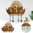 thumbnail image 1 of Multifunctional Wooden Wall Art Key Holder with Welcome Sign for Organized Foyer Entryway Home, 1 of 4