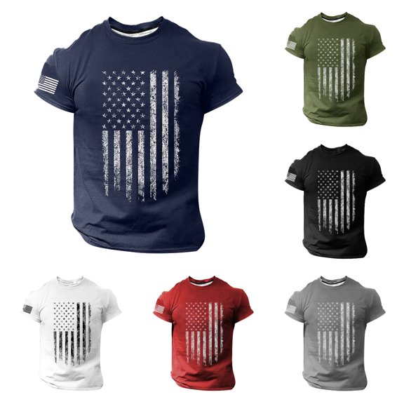 YNGKMEA Shirts for Men Crewneck Short Sleeve Tshirts Fashion Casual Retro Printed Street Track Tops for Everyday Wear