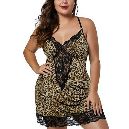 Sinhoon Women s Lace Plus Size V Neck Dress Babydoll Thongs Sleepwear Strappy Lingerie Nightgown Nightdress