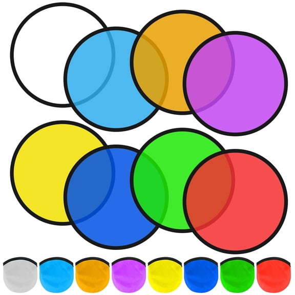 24 Pcs Foldable Flying Disc Fans with Bag Folding Pocket Toy Set Fun Birthday Party Favors Summer Outdoor Activity Game Halloween Christmas, 8 Colors
