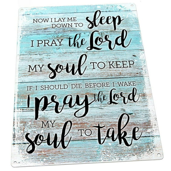 Now I Lay Me Down to Sleep 9"x12" Metal Sign, Wall Decor for Office or Meeting Room