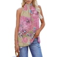 thumbnail image 1 of Verano para mujer Sexy Halter Cuello alto Tank Tops Sin mangas Floral Impreso Camisas Casual Beach Tee Blusas Fridja  gh1515, 1 of 6