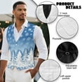 thumbnail image 6 of Yuyamidu Blue Snowflake Mens V Neck Suit Vest for Wedding Prom Tuxedo Dress with Adjustable Back Strap Christmas Tree Casual Waistcoat for Men Size S, 6 of 7