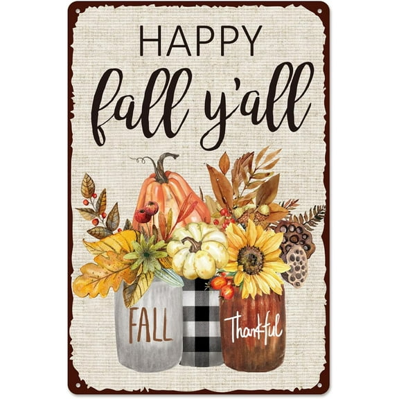 Fall Thanksgiving Metal Tin Signs- Exquisite Wall Art Decor Inspirational Gift Positive Affirmations Hanging Metal Tin Signs for Office Classroom Home Living Room Bedroom Wall Decor 6"x8"