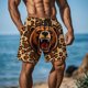 thumbnail image 2 of Pantalones de Baño de Cintura Elástica de los Hombres Divertidos de Impresión Doble Bolsillo Pantalones Cortos de Playa, Pantalones Cortos de Hombre de Cintura Elástica con Bolsillos Pantalones Secos, 2 of 9