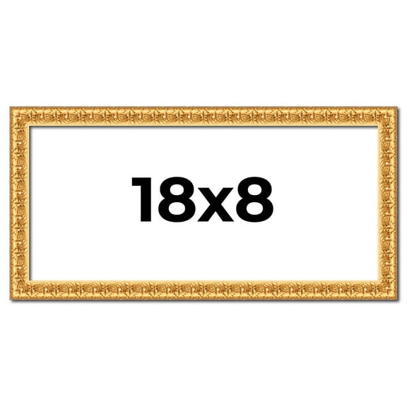 18x8 Frame Gold Real Wood Picture Frame Width 1 inches | Interior Frame Depth 0.5 inches | Edwina