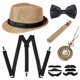 thumbnail image 4 of Conjunto de corbata y puros con correa de sombrero de espiga de lana para fiesta de graduación de hombre de los años 20, 4 of 5