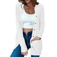 thumbnail image 4 of Domzest White Cardigan for Women 3/4 Sleeve Shrugs for Women Plus Size Lightweight Open Front Shrug Cardigan Solid Color Dressy Casual Soft Spring Cardigans White M, 4 of 6
