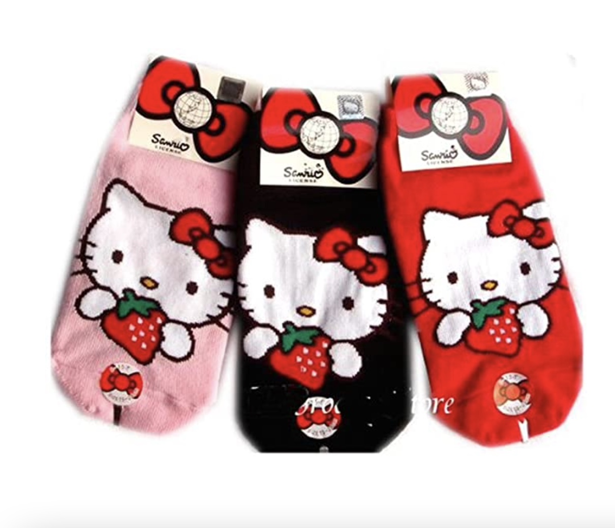 3 Pairs Hello Kitty Ankle Socks Hello Kitty Strawberry Socks ( 15