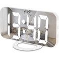 thumbnail image 1 of Digital Alarm Clock, 6.6" Large Mirrored LED Clock with Dual USB Charger Ports | Easy Snooze Function | 3 Adjustable Brightness Suitable for Bedroom H, 1 of 5