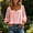 Pink, variant on Women's Summer Casual Square Neck 3/4 Puff Sleeve Loose Fit Blouse – Solid Color Top with Button Placket Pink,S