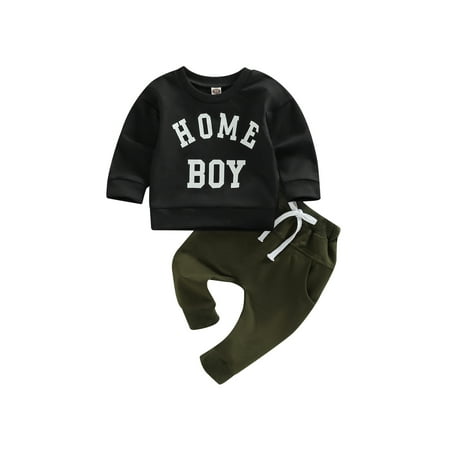 

Bagilaanoe Toddler Baby Boy Long Pants Set Letter Print Long Sleeve Sweatshirt Pullover Tops + Drawstring Sweatpants 6M 12M 18M 24M 3T Kids Casual Sweatsuits