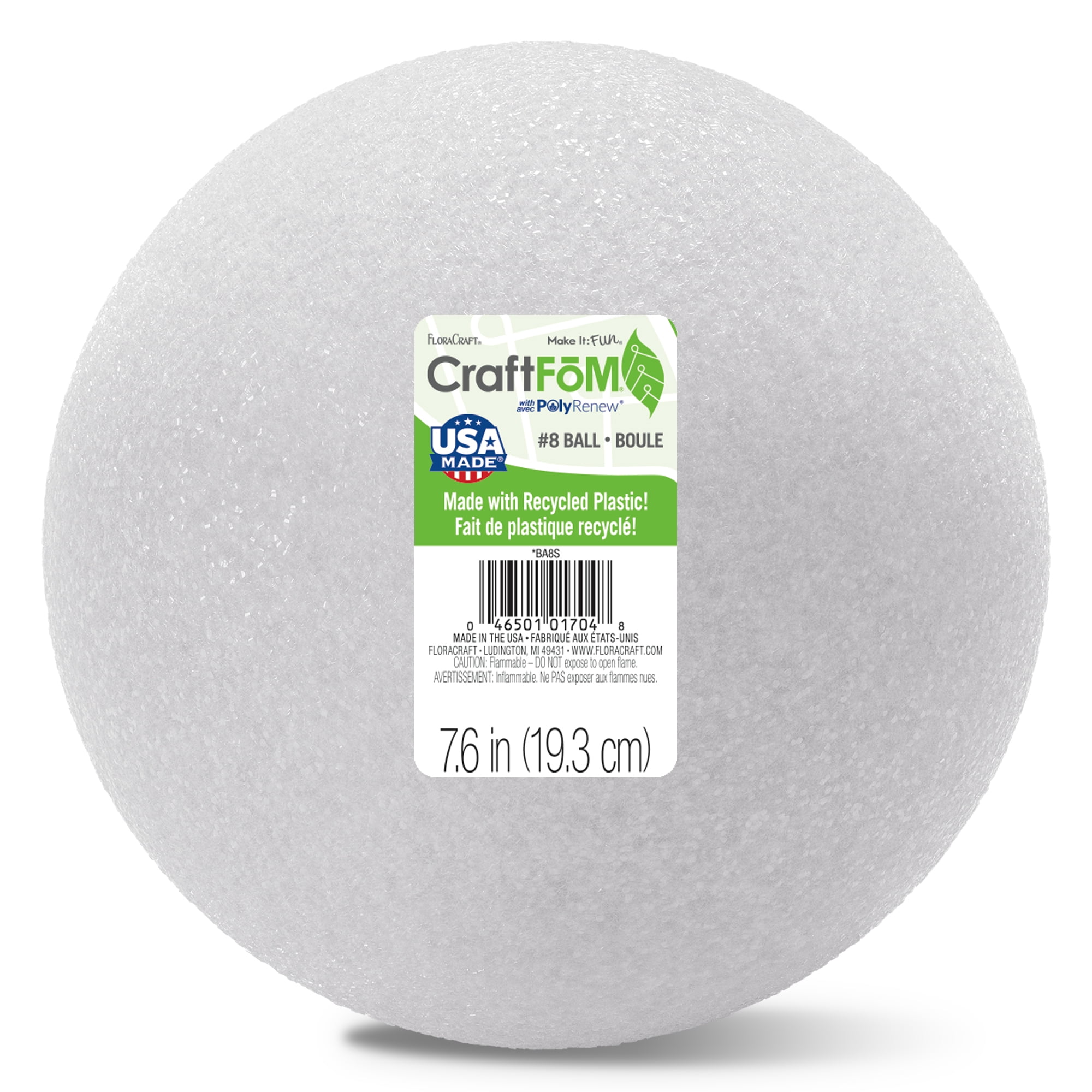FloraCraft White Foam Ball, 7.6", 12 Pack