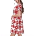 thumbnail image 2 of Disketp Red Plaid Daisy para Vestido de Manga Corta para Mujeres, Vestidos de Verano para Mujeres, Casual y Holgado para la Playa, 2 of 6