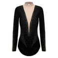 thumbnail image 3 of Xnihocha Women Gymnastics Leotard Long Sleeve Ballet Dance Unitard Figure Skating Bodysuit Catsuit Black L, 3 of 7