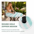 thumbnail image 4 of Round Outdoor Tablecloth with Umbrella Hole and Zipper, Teal Striped Tablecloth with Elastic Waterproof, Watercolor Abstract Vertical Stripes Ombre Patio Table Covers for 31" - 35" Pool Tables, 4 of 9